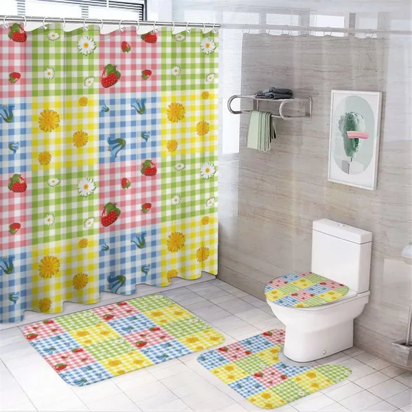 Berries Flowers Picnic on a shower curtain
