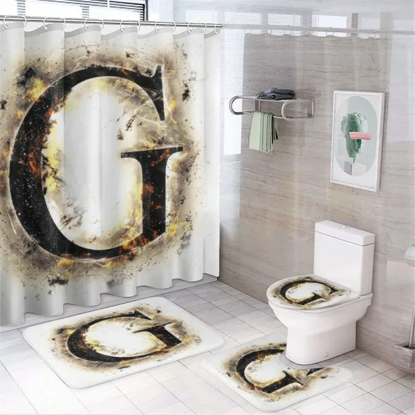 Blaze Alphabet Burnt on a shower curtain