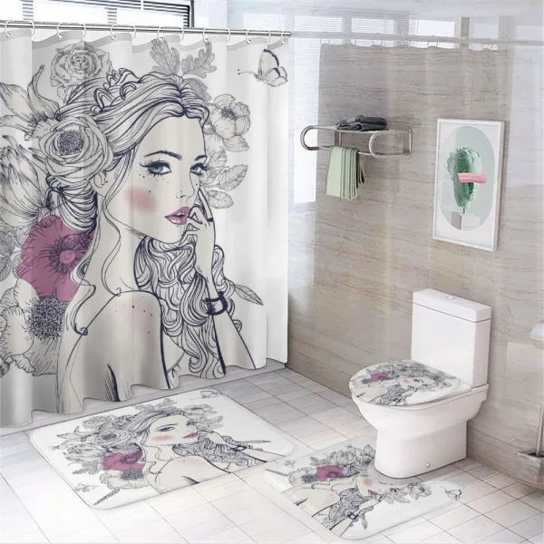 Butterfly Woman Portrait on a shower curtain