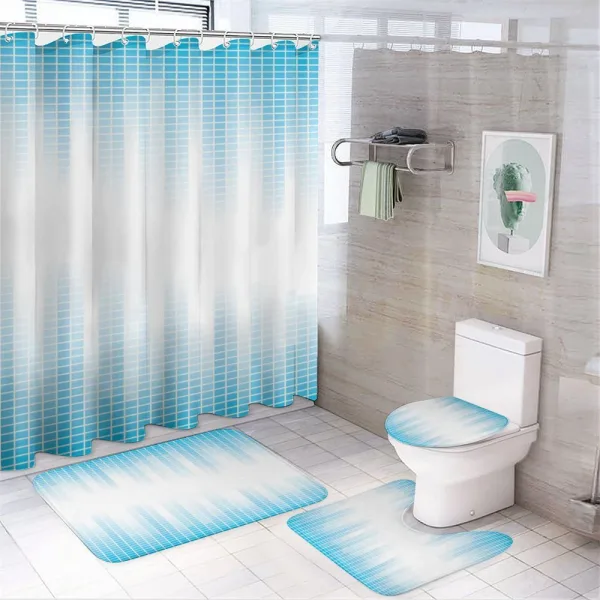 Geometric Squared Design on a shower curtain