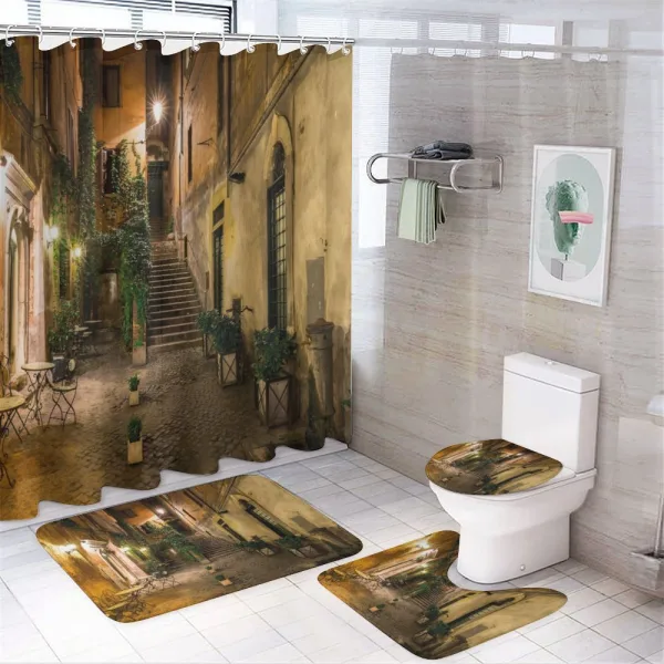 Old Cafe in Rome City on a shower curtain