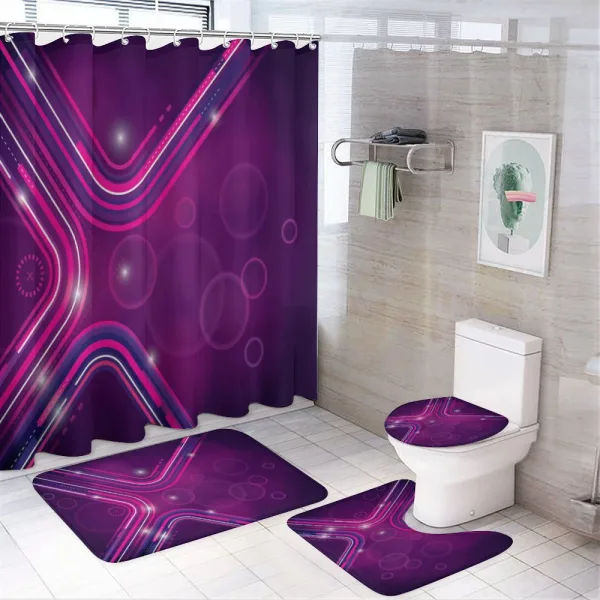 Purple Lines Circles on a shower curtain