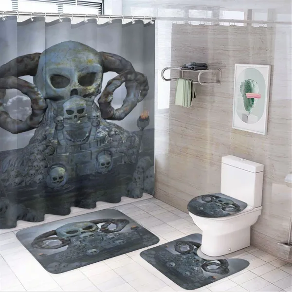 Scary Horns Graves on a shower curtain
