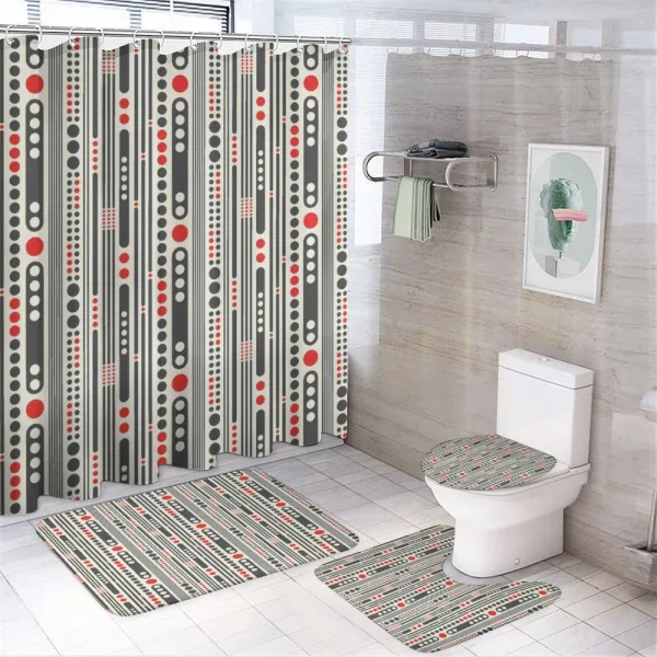 Stripes Circles Minimal on a shower curtain