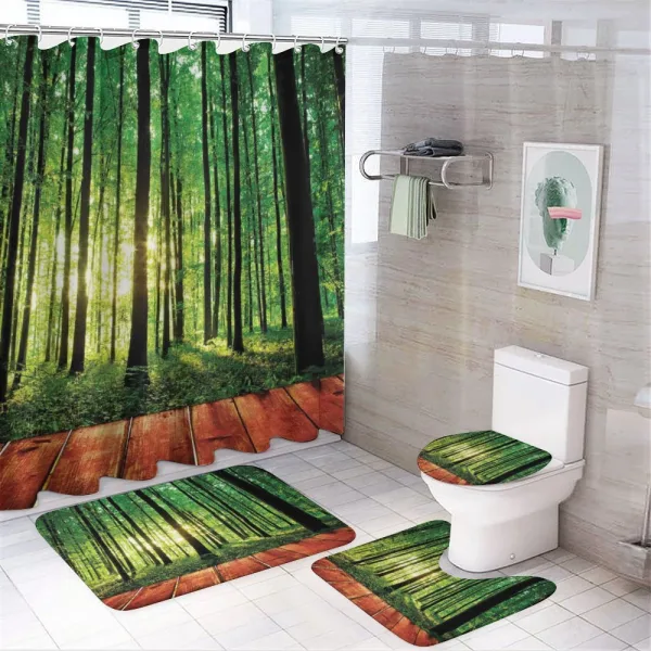 Sunlight Forest Trees on a shower curtain