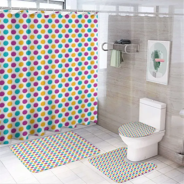 Vintage Circular Blobs on a shower curtain