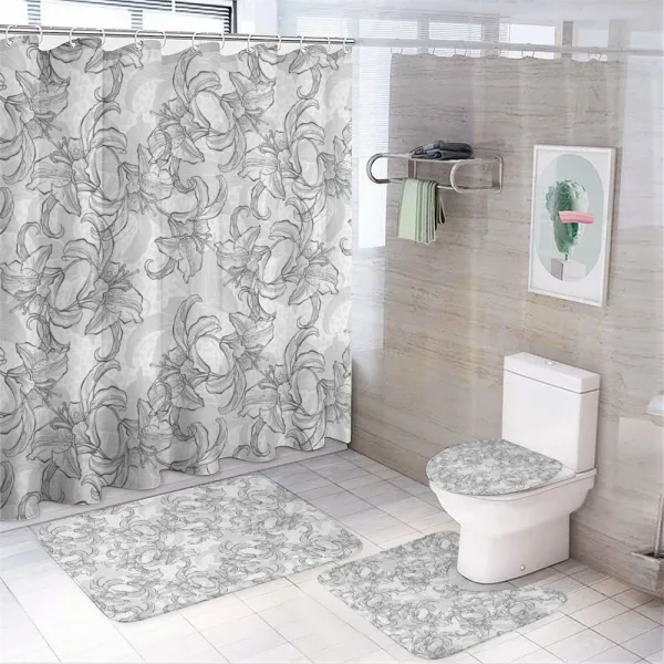 Vintage Greyscale Flowers on a shower curtain