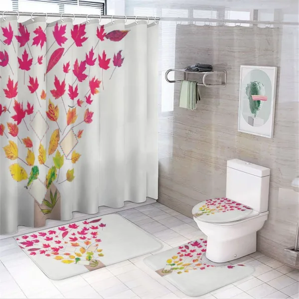 Vivid Leaves Letters on a shower curtain