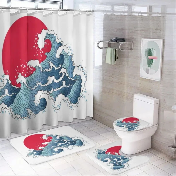 Wave Illustration on a shower curtain