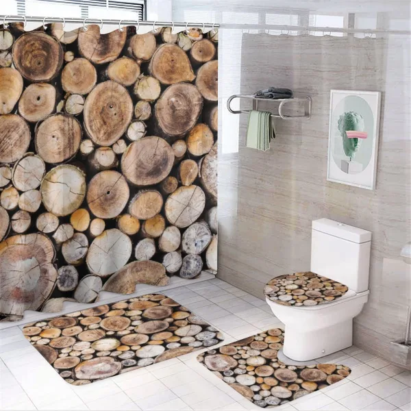 Wooden Logs Oak Tree on a shower curtain