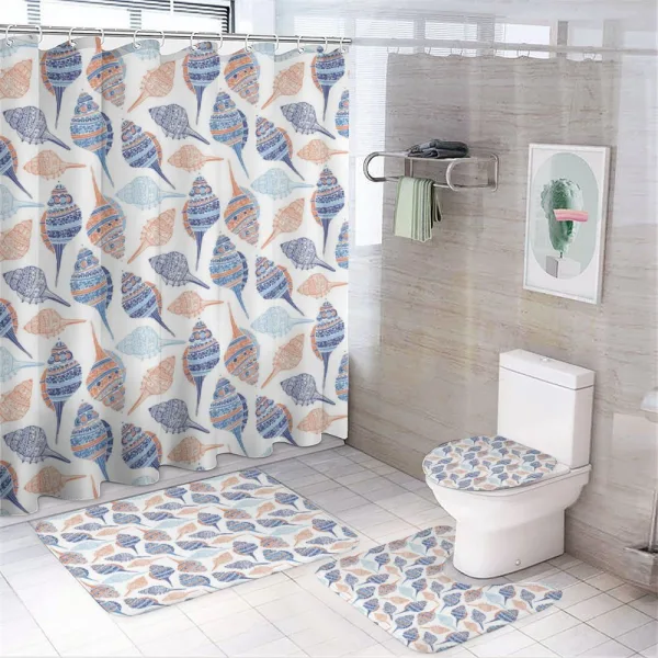 Abstract Marine Seashells on a shower curtain