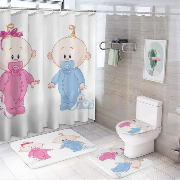 Boy Girl Bunny on a shower curtain