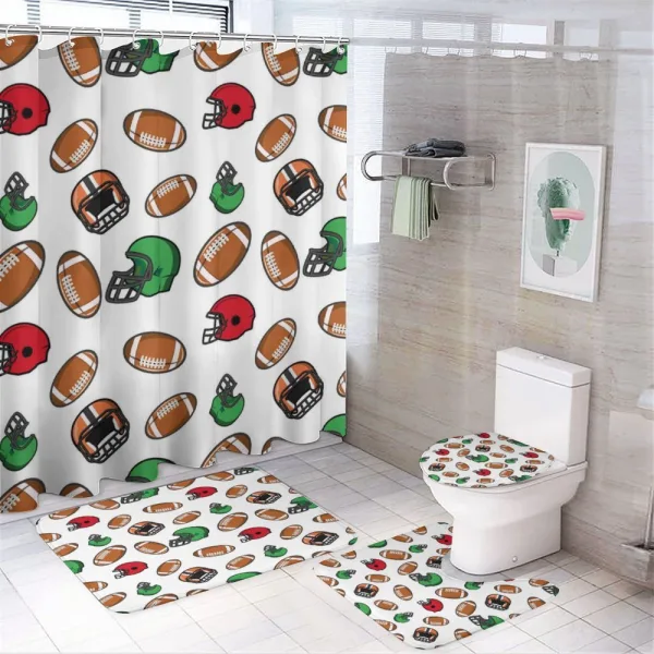 Cartoon Rugby on a shower curtain
