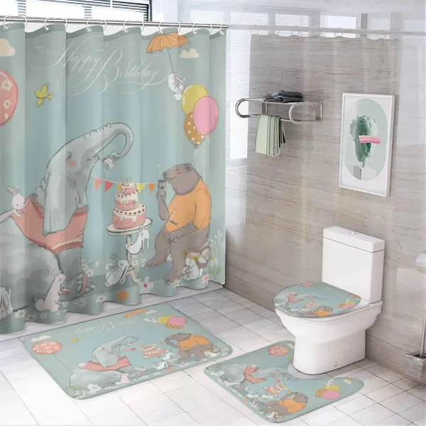 Elephant Hares on a shower curtain