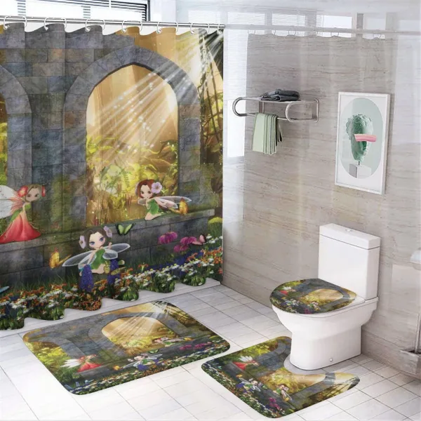 Flowers Blossoms Scene on a shower curtain
