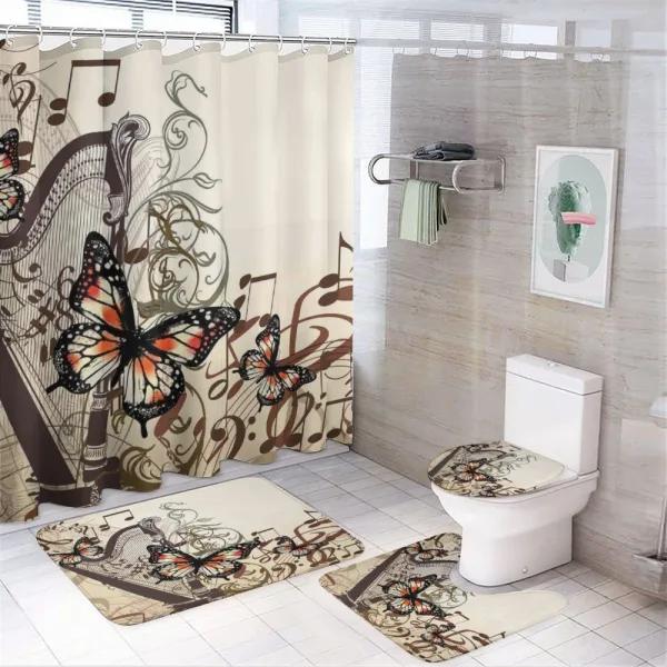 Harp Ornament Butterfly on a shower curtain