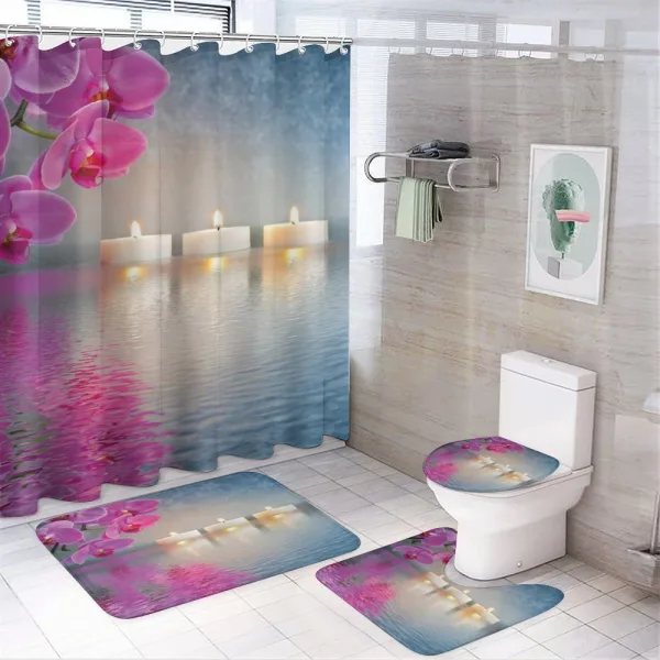 Japanese Candle Sakura on a shower curtain