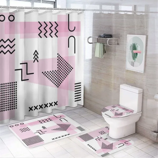 Memphis Retro Doodle Art on a shower curtain