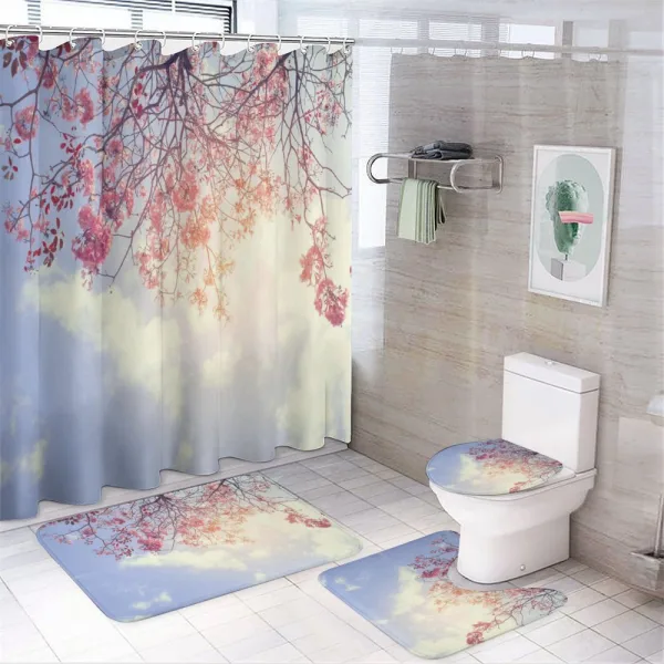 Pink Flowers Sunny Morning on a shower curtain