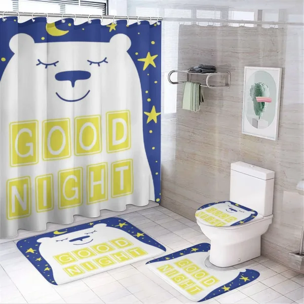 Polar Bear Night Text on a shower curtain