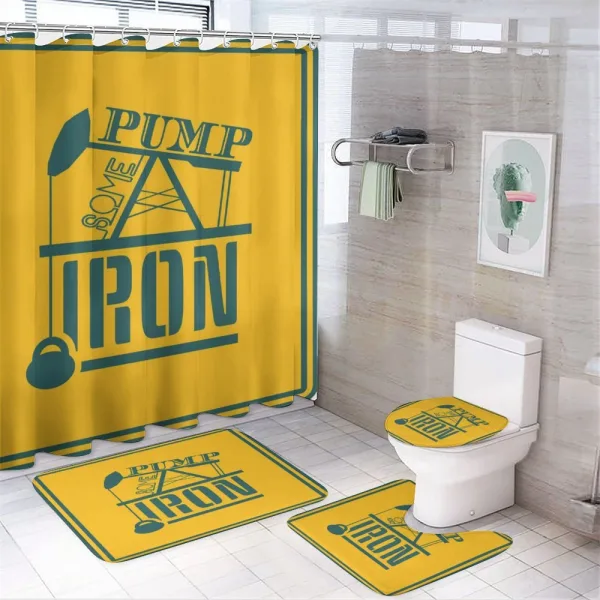 Pump Some Iron Vintage on a shower curtain