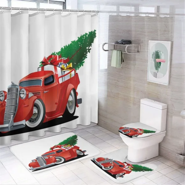 Red American Truck on a shower curtain