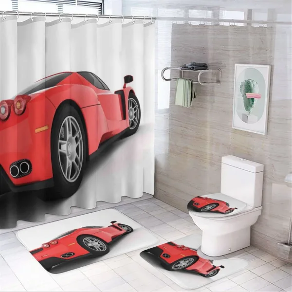 Red Super Sports Car on a shower curtain