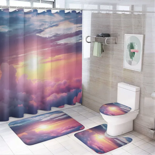 Surreal Sky Fluffy Clouds on a shower curtain