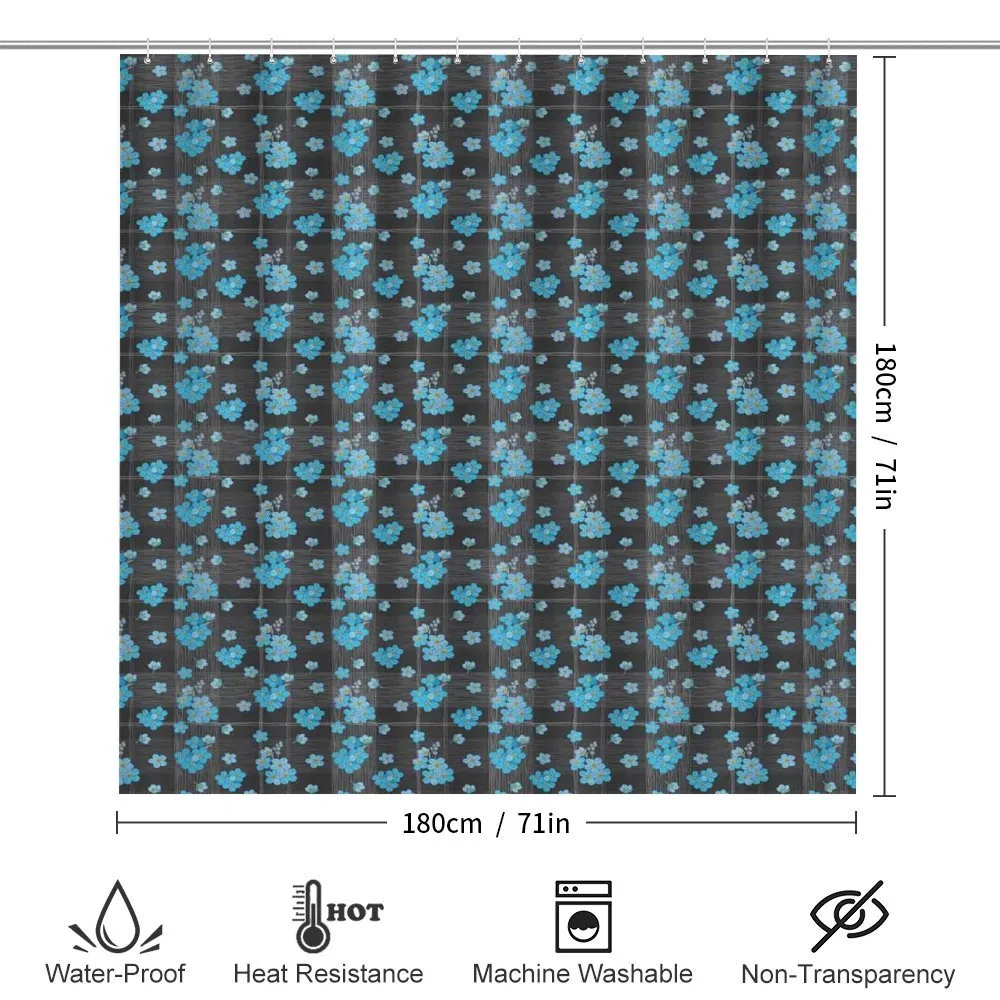 Blue Blossoms on Grid — Detail 2