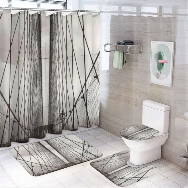 Brooklyn Bridge Cables on a shower curtain