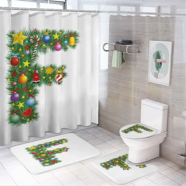 Chirstmas Bells Santa on a shower curtain