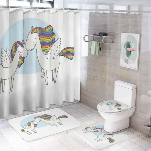 Colorful Pegasus Horses on a shower curtain