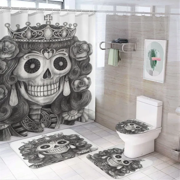 Dead Queen Folk Flowers on a shower curtain