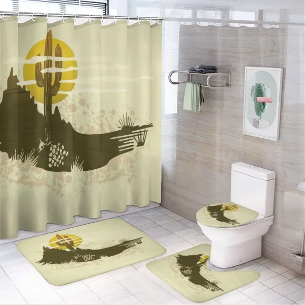 Dramatic Saguaro and Sun on a shower curtain