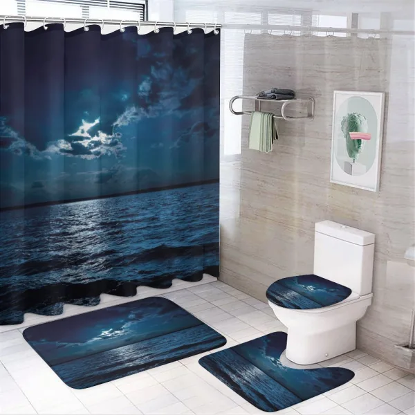 Dramatic Sky Moon Ocean on a shower curtain