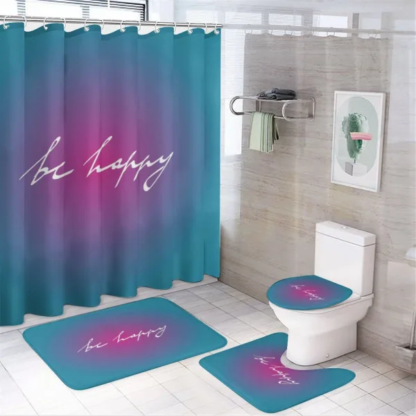Energetic Be Happy on a shower curtain