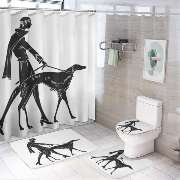 Fashion Woman Dog on a shower curtain