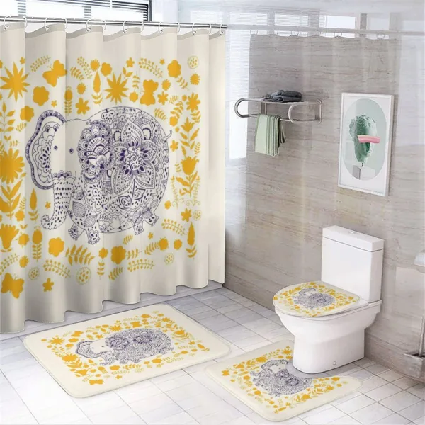 Floral Elephant on a shower curtain