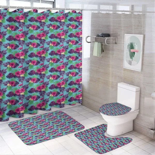 Forest Leaves on Aqua Shade on a shower curtain