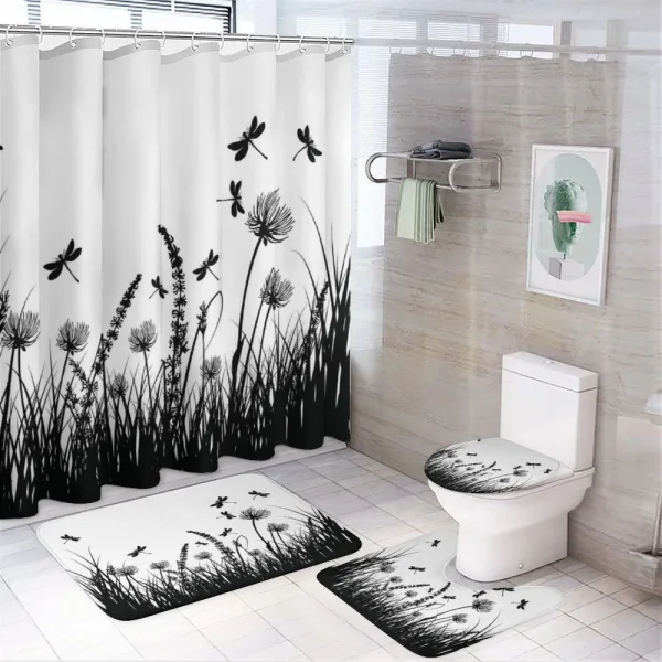 Grass Bush Meadow Spring on a shower curtain