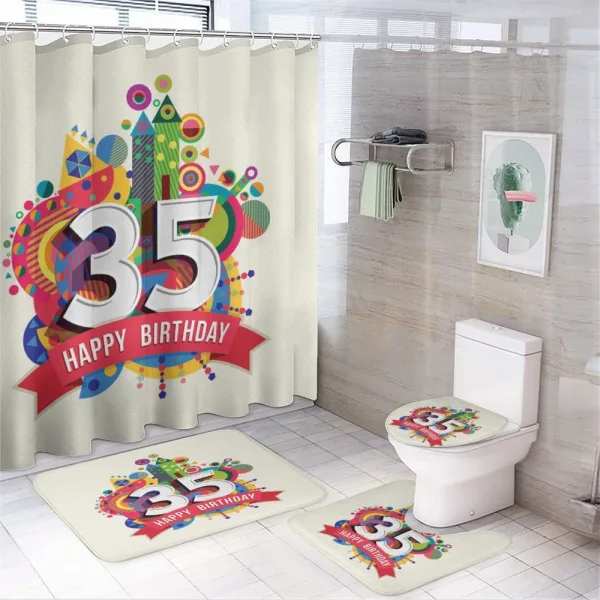Greeting Gift Age 35 on a shower curtain