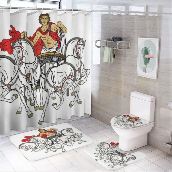 Hellenic Man Chariot on a shower curtain