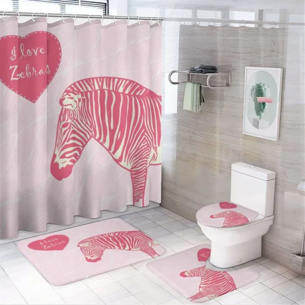 I Love Zebras Words on a shower curtain