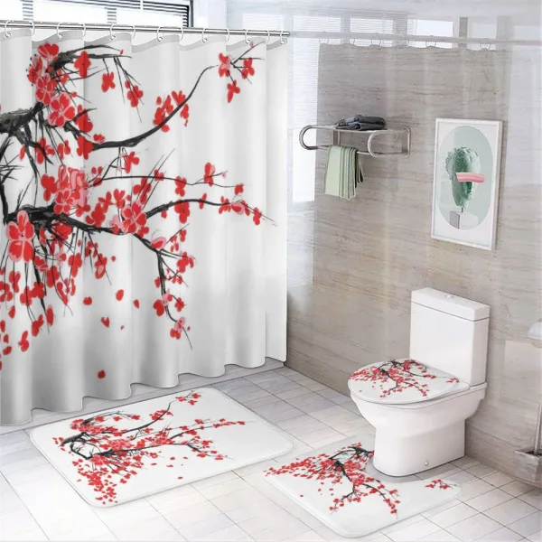Japanese Spring Blooms on a shower curtain