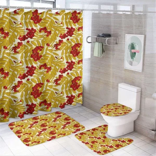 Juicy Ripe Fruits Leafage on a shower curtain