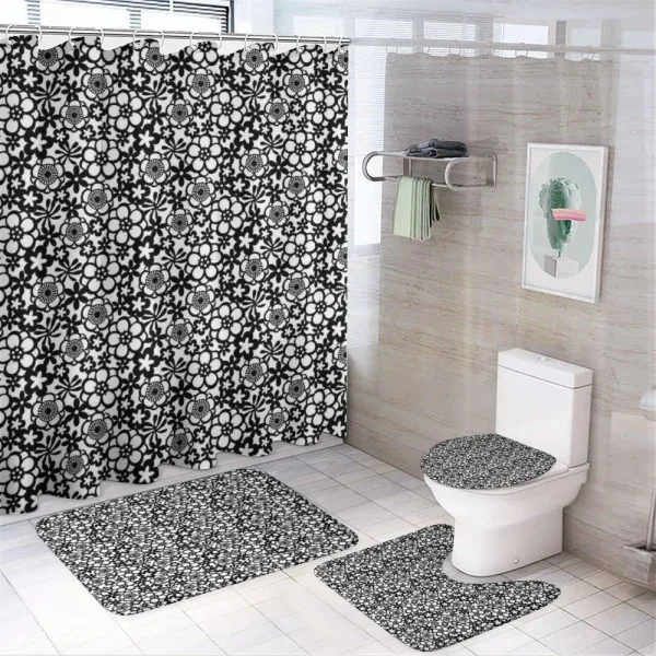 Monochrome Flower Petals on a shower curtain
