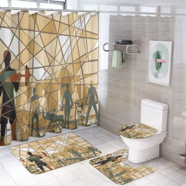 Mosaic People in Gym on a shower curtain