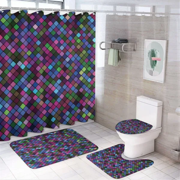 Mosaic Pixel Pattern on a shower curtain