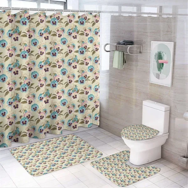 Pansy Buds Blossoms on a shower curtain