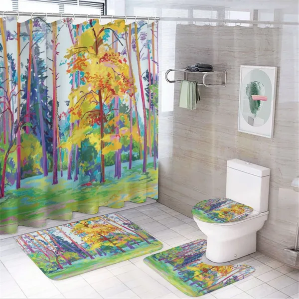 Spring Forest Painting on a shower curtain